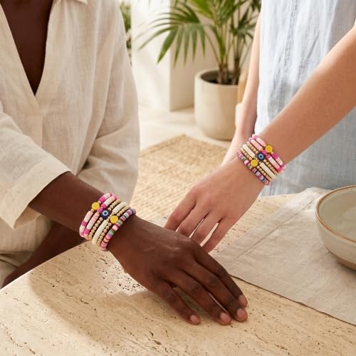 DIY Bead Bracelet Making Kit – Colorful Clay Beads Set with Gold Beads,Polymer Heishi Beads Charms – Jewelry Making Supplies for Crafting, Handmade Accessories & DIY Projects - color: style 06