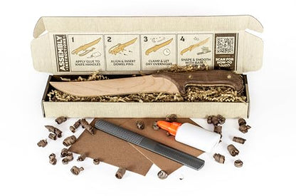 Wooden Knife Making Kit for Kids, Teens & Adults – Fun DIY Woodworking Craft Gift | Hardwood Blade with Handles, Sandpaper & Glue Included | Made in USA