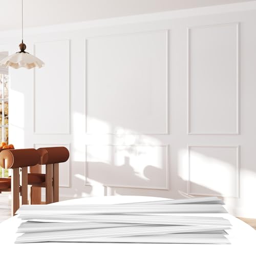 Peel and Stick Wall Molding Kit Set of 6 Frames - color: White