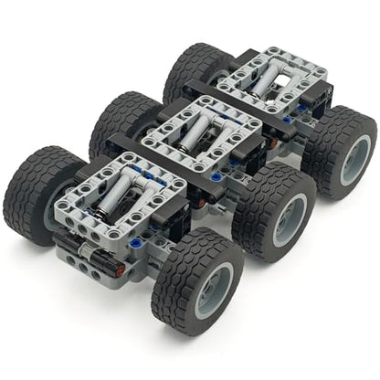 Technical Parts 6 Wheels Trailer Car Suspension Accessories with Tires 18.9x1.8 Inch MOC Parts Building Blocks DIY Replacement Spare Tech Kit Compatible with Major Brands