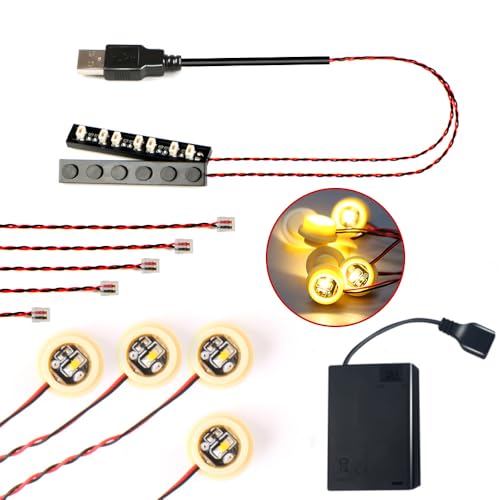 14PCS Building LED Lights 1X1 Circular Dot Compatible with LEGO（Warm ） - color: Warm Light