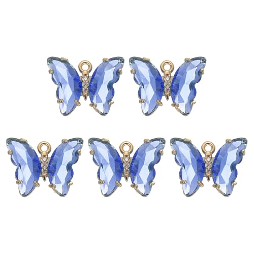 uxcell Crystal Gold Plated Butterfly Charm, Brass Zircon Charm Pendant - color: Dark Blue, size: 19x15mm