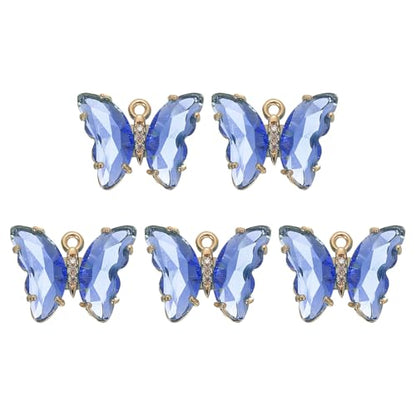 uxcell Crystal Gold Plated Butterfly Charm, Brass Zircon Charm Pendant - color: Dark Blue, size: 19x15mm