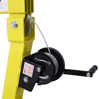 Truck Crane Truck Bed Hoist with Hand Winch Pickup Jib Crane 2000 lbs Capacity Hydraulic Extendable Boom 360° Pivot Yellow - color: Yellow