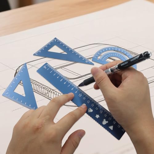 5-Piece Metal Geometry Set, Blue - color: blue