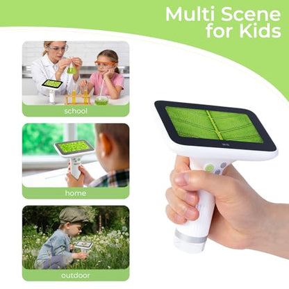 1000X Handheld Digital Microscope for Kids, 4.3" Large LCD Screen Rechargeable Portable Microscope, Take Photos & Videos, Outdoor Exploration Gift for Boys & Girls, Works with Windows & Mac