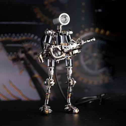 Mostarle Terminator M 3D Metal Puzzle, Arcynix DIY Mechanical Robot Model Kit, Sci-Fi Design LED Light Feature Unique Gift for Adults & Teenager (Blue) - color: Blue