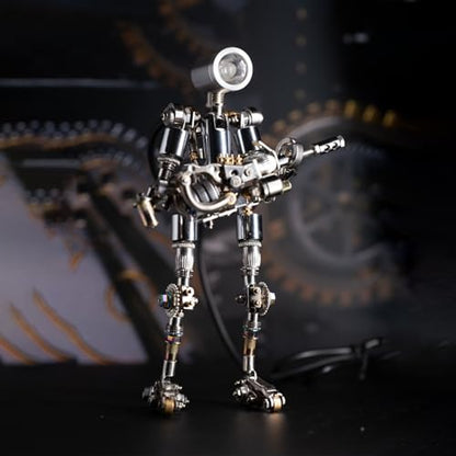 Mostarle Terminator M 3D Metal Puzzle, Arcynix DIY Mechanical Robot Model Kit, Sci-Fi Design LED Light Feature Unique Gift for Adults & Teenager (Purple) - color: Silver