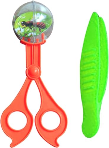 2Pcs Orange and Green Nature Exploration Tools Bug Insect Catcher Scissors Tongs Tweezers Clamp Cleaning Tool