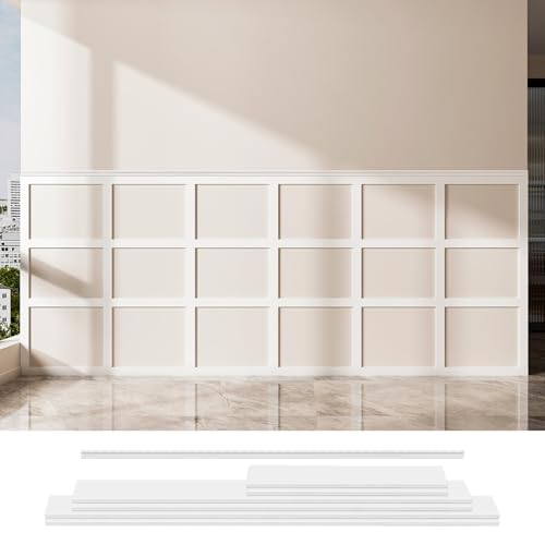 Art3d Pre-Cut Board and Batten Wainscoting Panel, Covers 10 ft, White - color: White - Style 3