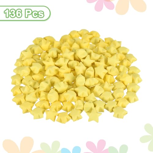MECCANIXITY 136pcs Pre-made Origami Lucky Stars Paper Wishing Star Dark Yellow for Best Wish Christmas Party Wedding Valentine's Day Girl Friends Gift - color: Dark Yellow