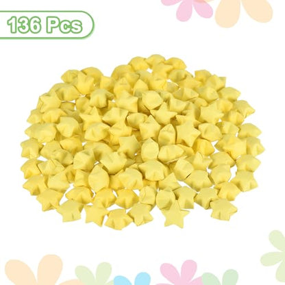MECCANIXITY 136pcs Pre-made Origami Lucky Stars Paper Wishing Star Dark Yellow for Best Wish Christmas Party Wedding Valentine's Day Girl Friends Gift - color: Dark Yellow