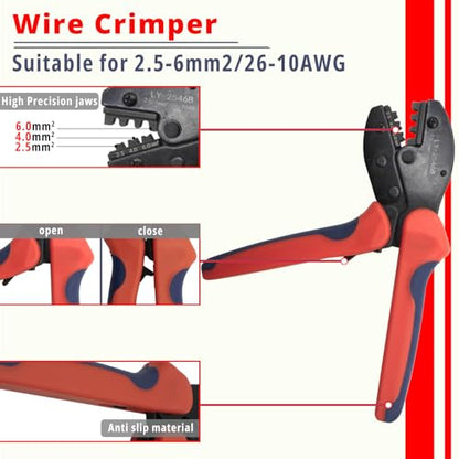 Solar Crimping Tool Kit with 12 Pairs Connectors - color: Mc4-12set-with Iron Scissor