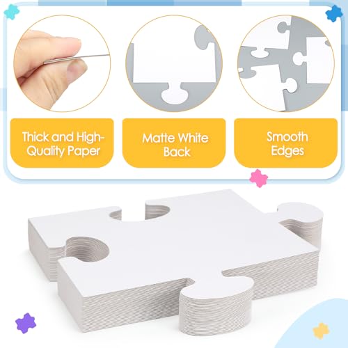 30 Pcs Blank Puzzle Pieces White 8 x 9 Inch DIY Kids Adults - color: White, size: 8 x 9 Inch