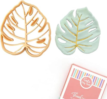Trinket Cutter Set for Polymer Clay Display & Jewelry Styling – Monstera, Shell & Flower Shapes | MOSHEFL-TRI - color: Monstera+Shell+Flower