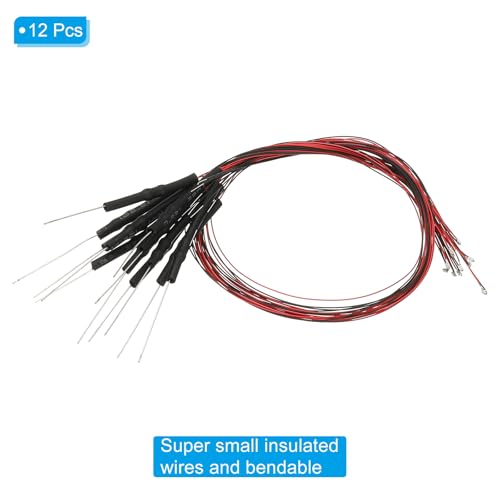 PATIKIL 0603 Pre-Wired Micro LED, 12 Pcs 9-12V Pre-soldered Mini Light Emitting Diodes Surface Mount Device for Model, DIY, 9.8" Length, Cold White - color: Cold White, size: 0603