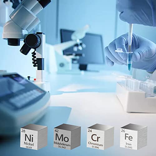18 Pcs Metal Element Cube Density Cubes 99.99% High Purity, Periodic Table of Elements Collection for Element Collections Hobbies, Pure Tungsten Cube, Iron, Aluminum, Bismuth, 15 more (.39 inch/10 mm)