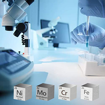 18 Pcs Metal Element Cube Density Cubes 99.99% High Purity, Periodic Table of Elements Collection for Element Collections Hobbies, Pure Tungsten Cube, Iron, Aluminum, Bismuth, 15 more (.39 inch/10 mm)