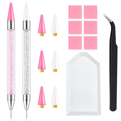 Rhinestone Picker Tool, 2 Bedazzling Pen, 6 Extra Wax Tips&Tweezer