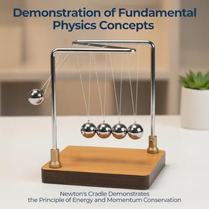 Newton's Cradle Physics Demonstrator, 5 Steel Balls