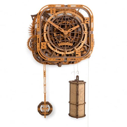 WOODEN.CITY Gear Globe Wall Clock Kit – 369-Piece 3D Wooden Puzzle for Adults, Mechanical Clock Model, No Glue Required, Made in EU - color: Globe Wall Clock