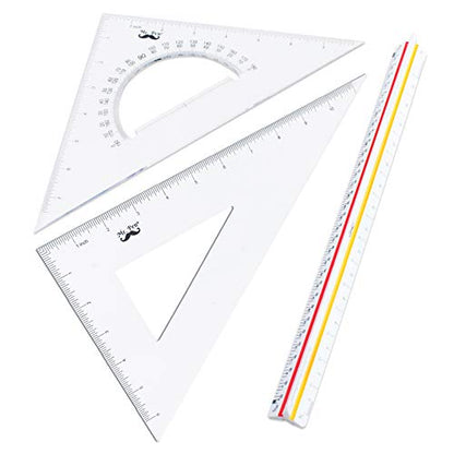Mr. Pen Architectural Triangular Ruler Set with 12 Inch Triangular Scale