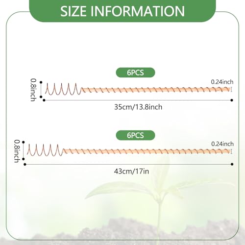 YBB 12 PCS Electroculture Copper Garden Stakes, 13.8'' and 17" Copper Coil Wire Plant Antennas for Electroculture Gardening - color: Wood