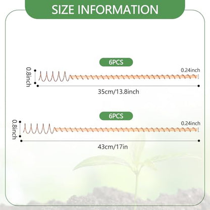 YBB 12 PCS Electroculture Copper Garden Stakes, 13.8'' and 17" Copper Coil Wire Plant Antennas for Electroculture Gardening - color: Wood