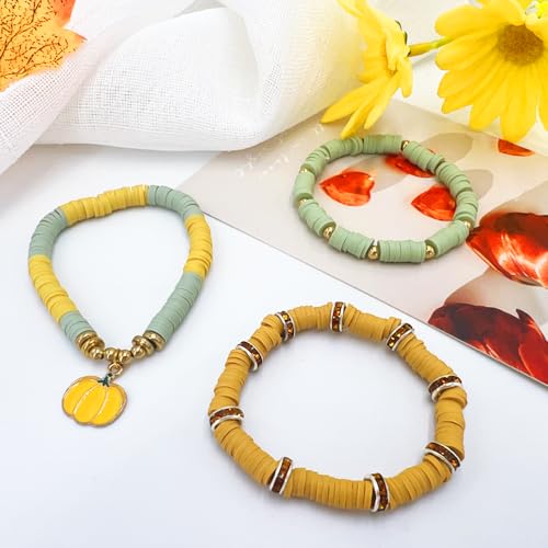 3600 PCS 10 Strands Polymer Clay Beads for Jewelry Making, Vinyl Heishi Beads 6mm for Surfer Bracelets Necklace Making (Ginger Yellow) - color: Ginger Yellow