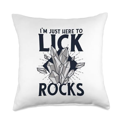 Best Rocks And Minerals Kit Guide Collection Gifts Just Here to Lick Rocks Geologist Mineral Collector Throw Pillow, 18x18, Multicolor - size: 18x18