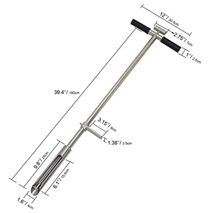 Soil Sample Probe 40” with Ejector and Foot Pedal,Soil Probe Stainless Steel T-Style Handle Soil Test Kit,Soil Probe Rod for Soil Sampling Plant Care/Agriculture/Garden/Farm - size: 40”S/T-Style