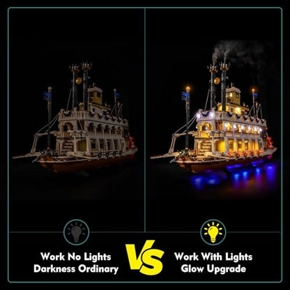 LocoLee Light kit Compatible with Lego 21356 River Steamboat - No Model Only Light, LED Lighting Accessories Compatible with Lego 21356 Canal Steamers Building Set (RC Version) - style: RC Version