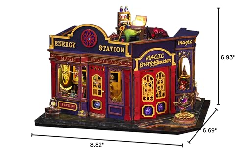 DIY Book Nook Kit - Miniature Dolls House Kit with Furniture and LED Light, 3D Puzzle Wooden Art Bookends, Model Kits for Adults to Build (Magic Energy Station) - style: Baroque