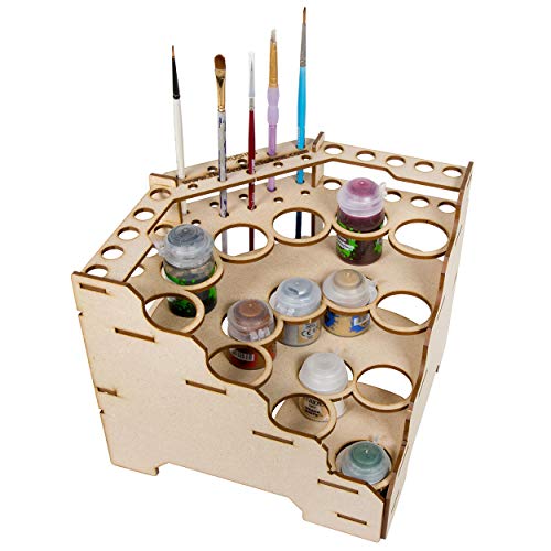 The Broken Token Modular Paint Rack w/ 35mm Holes - 90° Wedge - Multiple Organizer for Paint Bottles, Pots, and Brushes in Tiered Layout - Customize Your Pieces with Easy Organization & Access - style: 90° Wedge 35mm holes