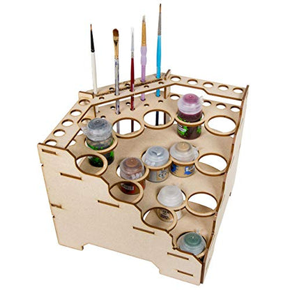 The Broken Token Modular Paint Rack w/ 35mm Holes - 90° Wedge - Multiple Organizer for Paint Bottles, Pots, and Brushes in Tiered Layout - Customize Your Pieces with Easy Organization & Access - style: 90° Wedge 35mm holes