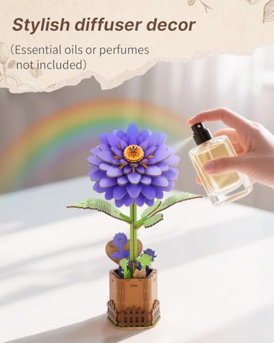 Kaayee 3D Wooden Flower Puzzles Dahlia, Wood Flowers Craft for Adults - color: Dahlia