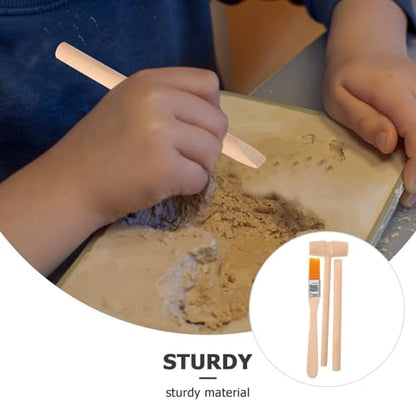 SHINEOFI Dinosaur Digging Tools Toy Set for Kids Ages 4-12 - Small Lightweight Hammer Chisel and Brush Excavation Kit for Stem Learning and Gemstone Digging Activity