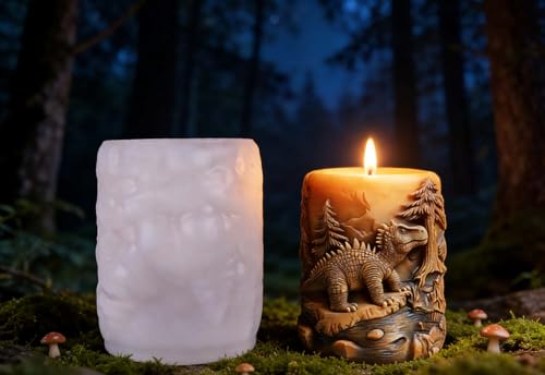 Dragon Dinosaur Animal Cylinder Molds Silicone Wave Spiral Candle Mold - Silicone Resin Casting Molds for Candle & Resin & Soap Craft Supplies - color: xre-GJ-109