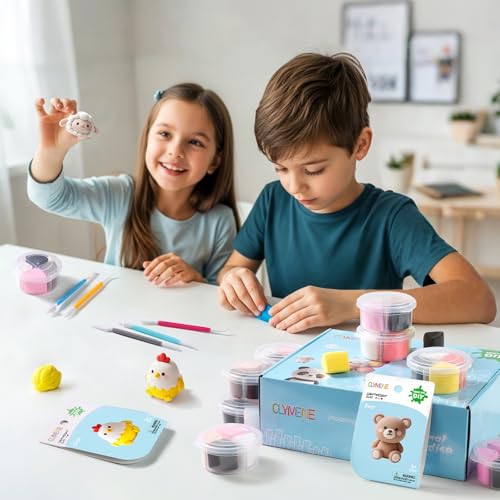 CLYMENE Air Dry Clay Kit for Kids, 12 Animals Modeling Clay with Accessory