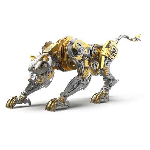 3D Metal Puzzle for Adults, 506Pcs Mechanical Leopard Model Kit (Gold) - color: Gold