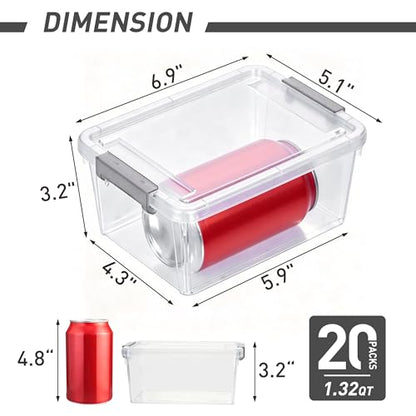 Citylife 20Packs 1.3Qt Small Storage Bins with Lids,Stackable Clear - color: Clear White, size: 1.3 QT(20 Pack)