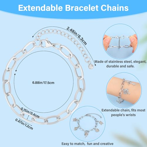 Flasoo 384 Pieces Silver Charm Bracelet Making Kit, Including Paperclip Chain Bracelets, Cross Charms, Jump Rings for DIY Bracelet Making