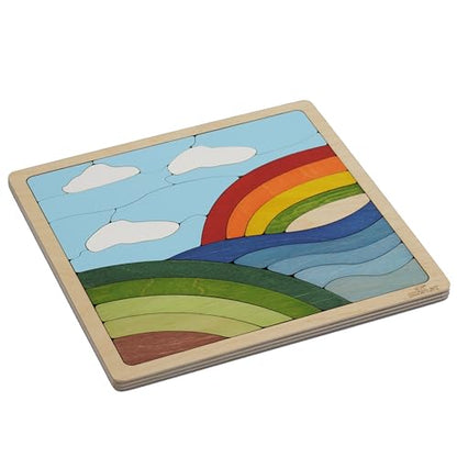 Rainbow Puzzle for Kids | 26 Pieces Wooden Jigsaw Puzzle | Learning Toy and Gift for Boys Girls Ages 3 Years and Above - style: Rainbow