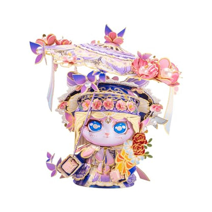 MU 3D Metal Puzzles for Adult Flower Lady Cat Figures Model Kitty Assembling, Metal Models Kits Miniature Building, Hobby Birthday New Year Gifts Home Desk Decor Collectibles - style: Flower Lady Kitty