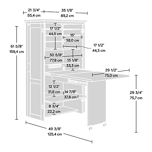 Sauder Miscellaneous Storage Craft & Sewing Armoire, L: 35.112" x W: 21.81" x H: 61.58", Mystic Oak - color: Mystic Oak