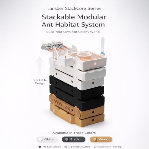StackCore Stackable Series - Black Habitat PRO Combo (Flat Ant Nest) with Starter Tool Kit - size: Black Habitat Pro Combo