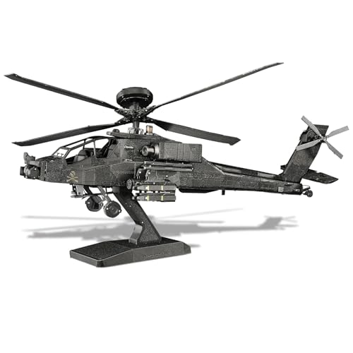 Piececool 3D Metal Model Kits, Military Helicopter Airplane Models Building Kits for Adults and Teens Men Hobbies DIY Brain Teaser Puzzles, Great Birthday Gifts, 145 Pcs - style: AH-64 Apache