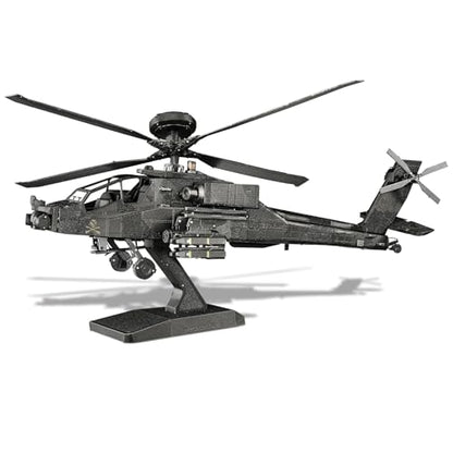 Piececool 3D Metal Model Kits, Military Helicopter Airplane Models Building Kits for Adults and Teens Men Hobbies DIY Brain Teaser Puzzles, Great Birthday Gifts, 145 Pcs - style: AH-64 Apache
