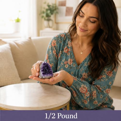 Premium Natural Amethyst Crystals Geode 0.5-0.75 lbs Healing Crystal Stones - size: 0.5 pound - 0.75 pound