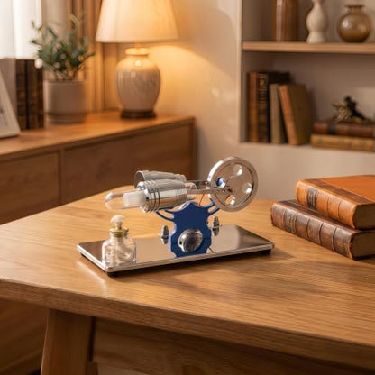 Sunnytech Hot Air Stirling Engine Motor Model Educational Toy Electricity Generator Colorful LED SC (SC010) - style: SC010